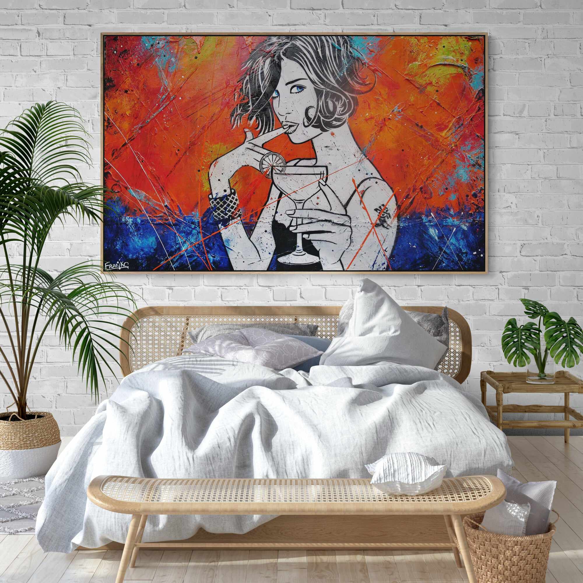 160cm x 100cm Textured Urban Pop Art Painting - Modern Abstract Wall Decor for Living Room, Bar & Office | Happy Cocktail Hour Theme