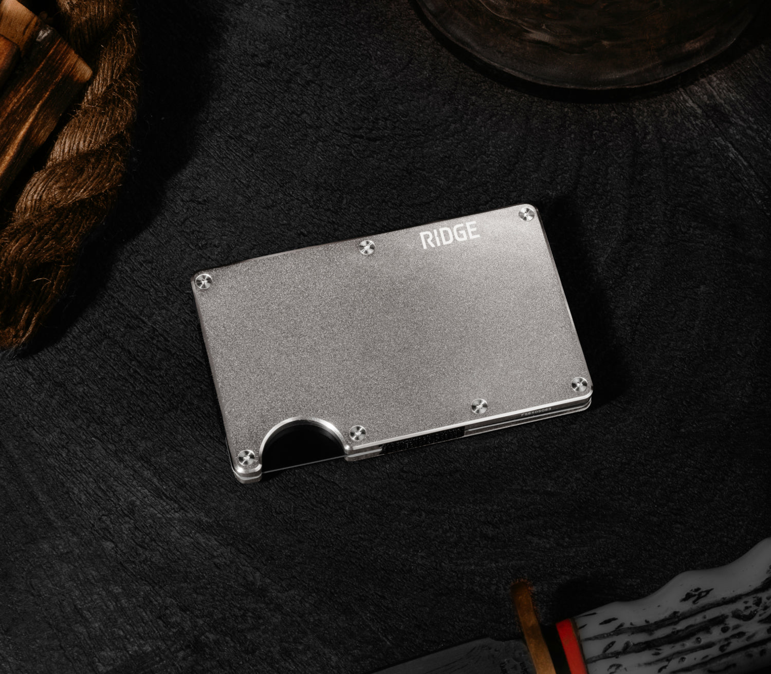 Ridge Wallet - Stonewashed Titanium Slim Minimalist RFID Blocking Front Pocket Wallet for Men | Perfect for Everyday Carry, Travel & Gifts