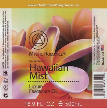 Mystic Romance Hawaiian Mist Scented Oil for Aroma Diffusers (650mL) - Relaxing Tropical Fragrance for Home, Spa & Office Use