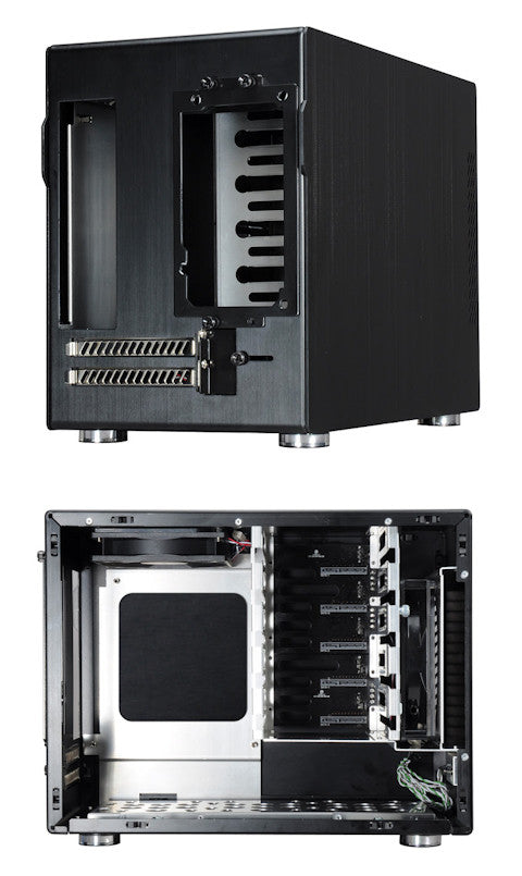 LIAN LI PC-Q25B Black Aluminum Mini ITX Tower Computer Case - Compact Gaming PC Build for Small Spaces, Home Office & Streaming Setup