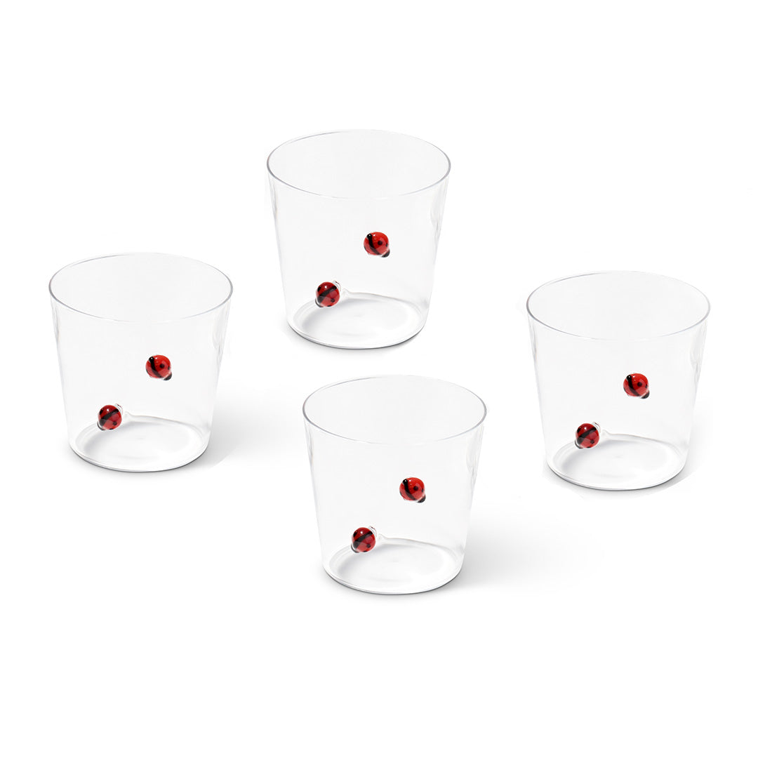 Colorful Ladybug-Themed Stainless Steel Tumblers, Set of 4 - BPA-Free, Leak-Proof, Perfect for Kids' Parties, Outdoor Picnics, and Summer Drinks