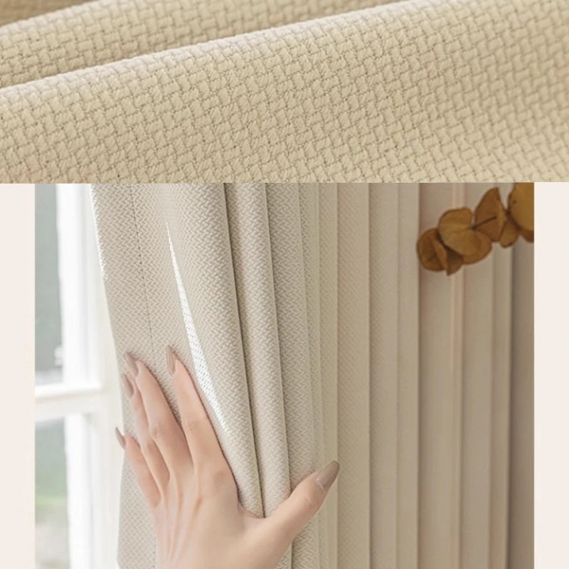 Amalia Cotton Linen Japandi Textured Room Darkening Curtains - Blackout Window Drapes for Bedroom, Living Room & Nursery - Noise Reducing & Light Blocking Home Decor
