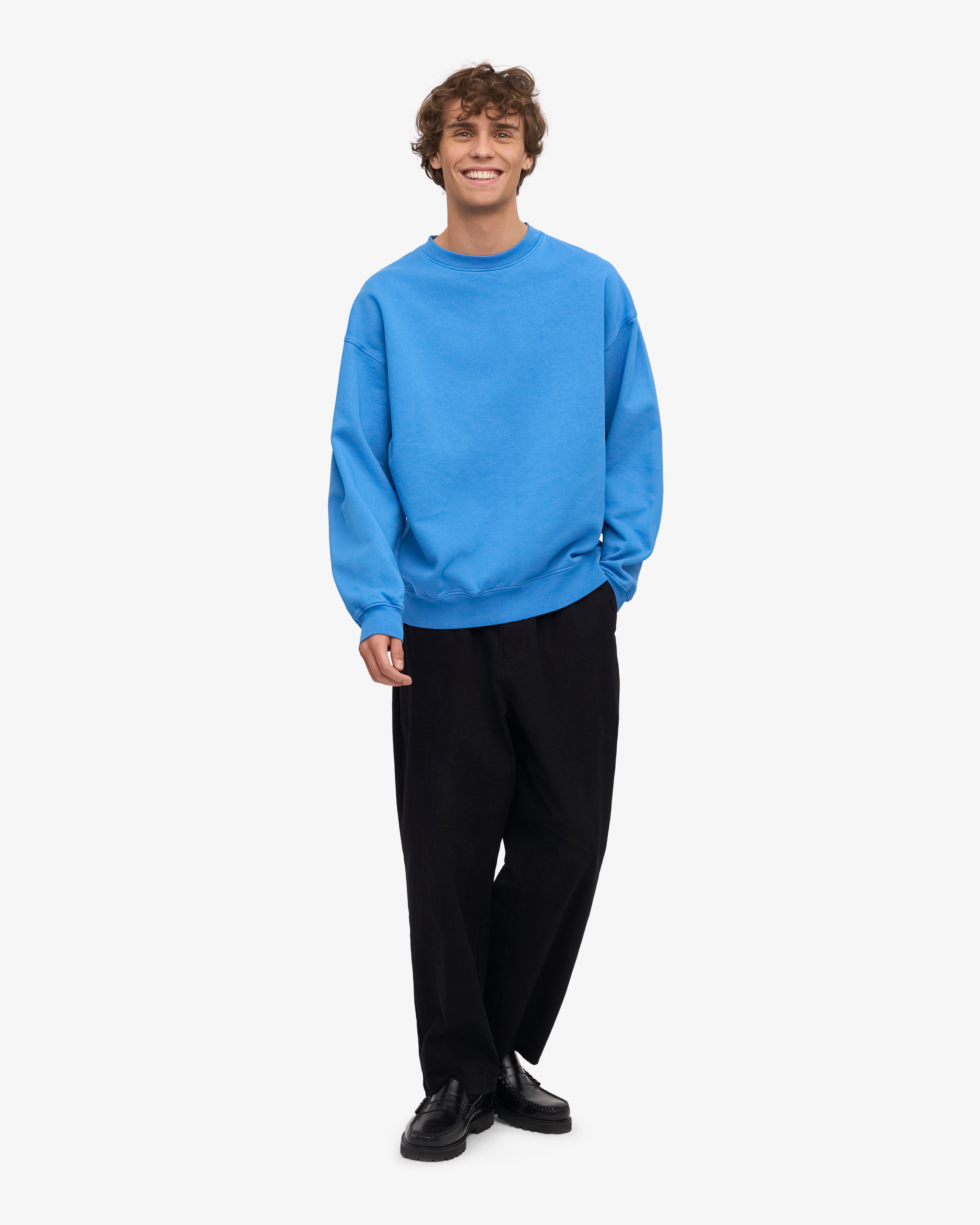 Organic Oversized Crewneck Sweatshirt - Pacific Blue | Soft & Comfortable Unisex Pullover for Casual Wear, Lounge & Street Style