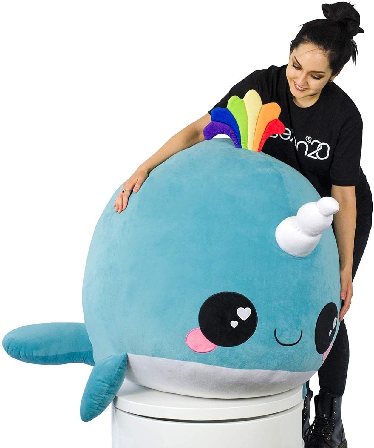 Glitter Galaxy Seven20 Blue Narwhal 48 Inch Stuffed Animal Plush - Giant Soft Plush Toy for Kids, Cute Room Decor, Birthday Gift, Christmas Present, Cuddle Companion for Bedtime & Nursery