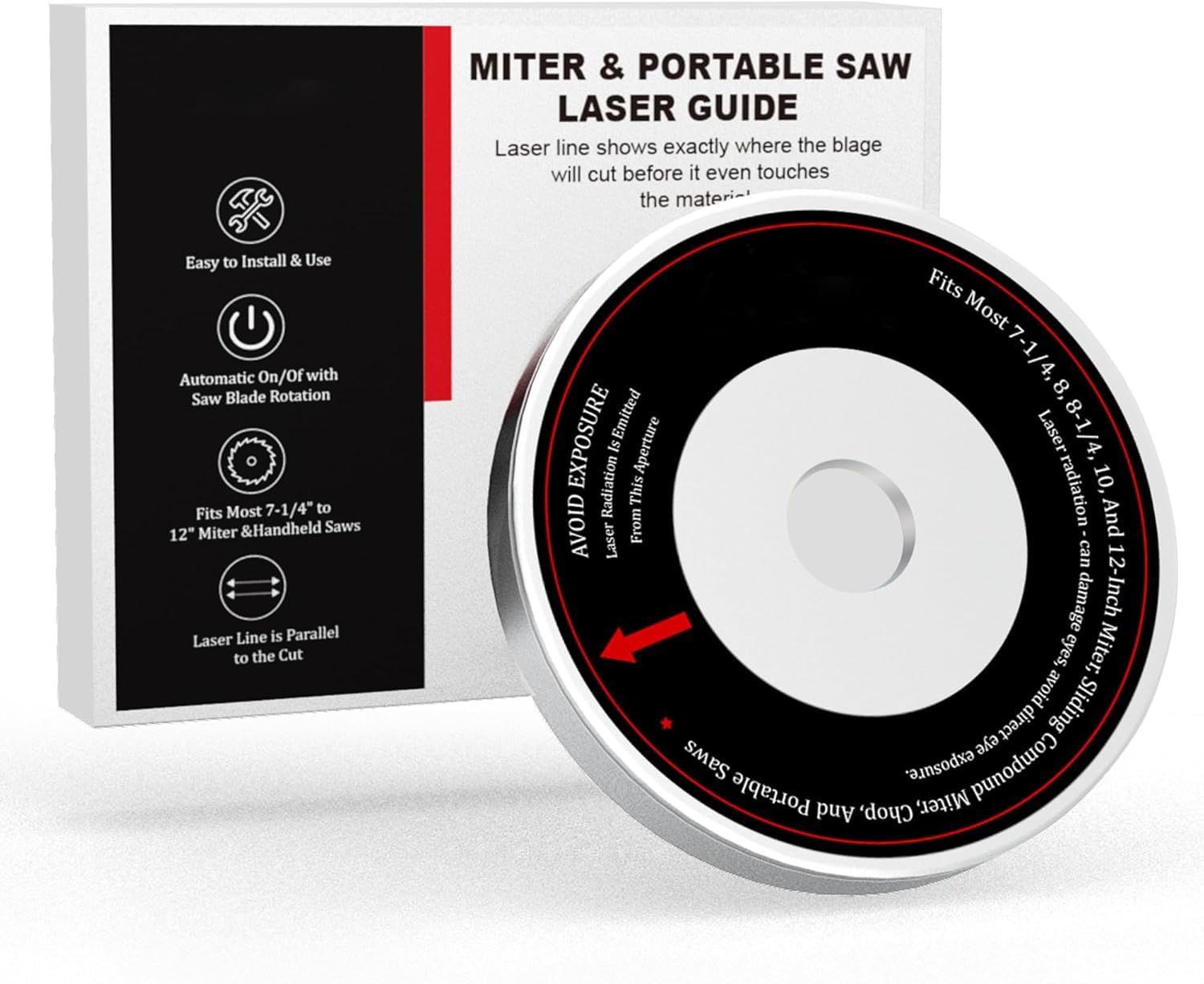 Laser Guide for Miter Saw - Compatible with Dewalt, Bosch, Ryobi & Makita Miter Saws - Auto-Rotating Laser for Sliding & Compound Miter Saws - Precision Cutting Tool for Woodworking & DIY Projects