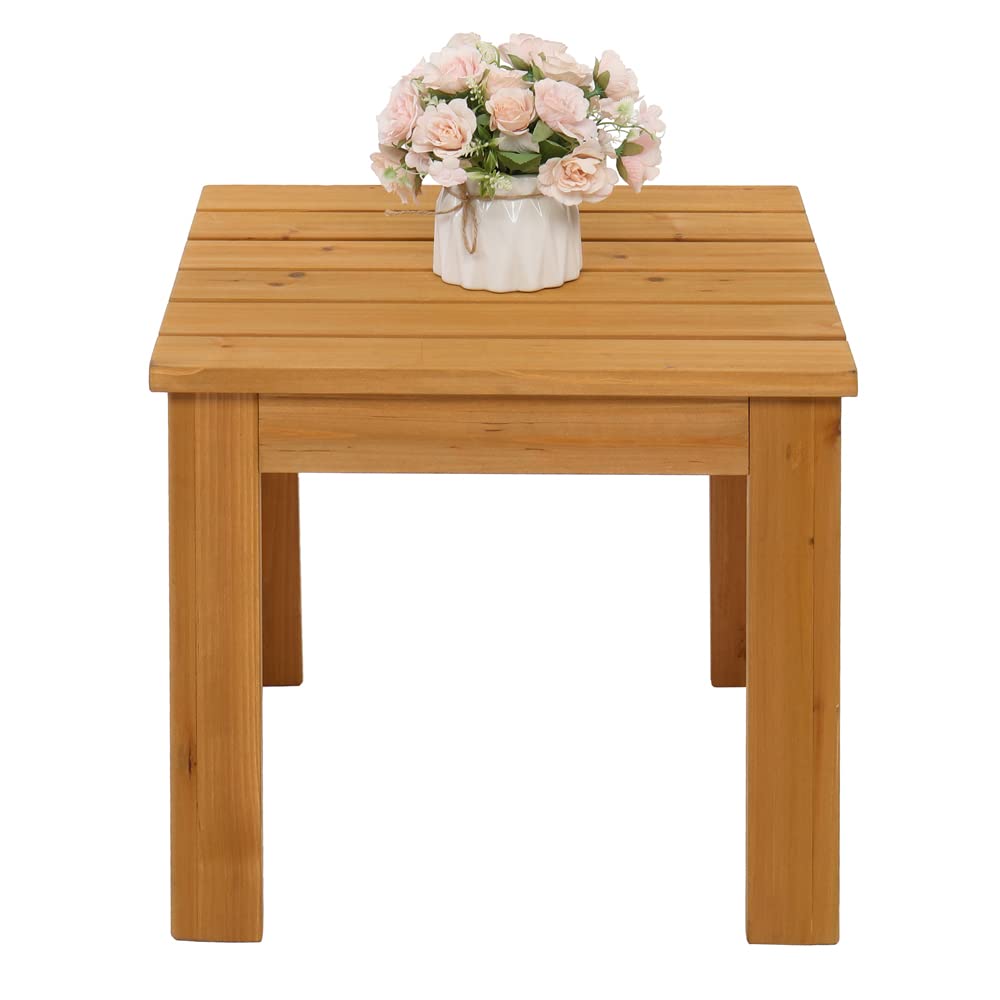Rustic Wooden Square Side End Table - Natural Finish Indoor Outdoor Coffee Bistro Table for Patio, Living Room & Garden Decor | Perfect for Coffee Shops, Balconies and Small Spaces