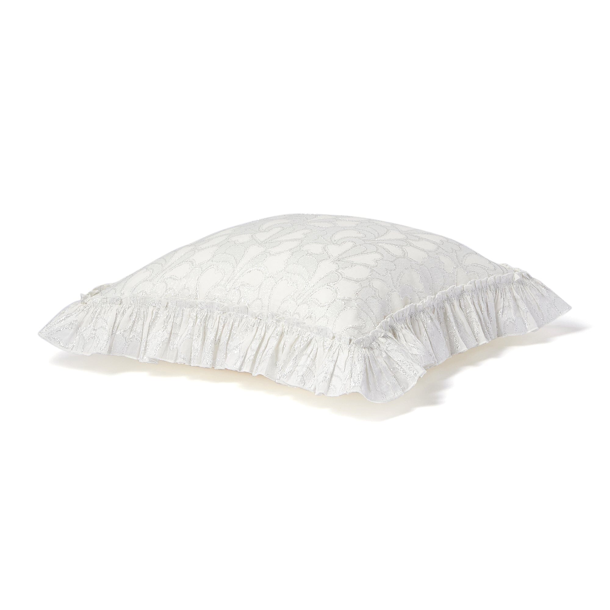Jacquard Heart Cushion Cover 18x18 Inches White and Silver - Elegant Home Decor for Sofa, Bedroom, Living Room, Valentine's Gift