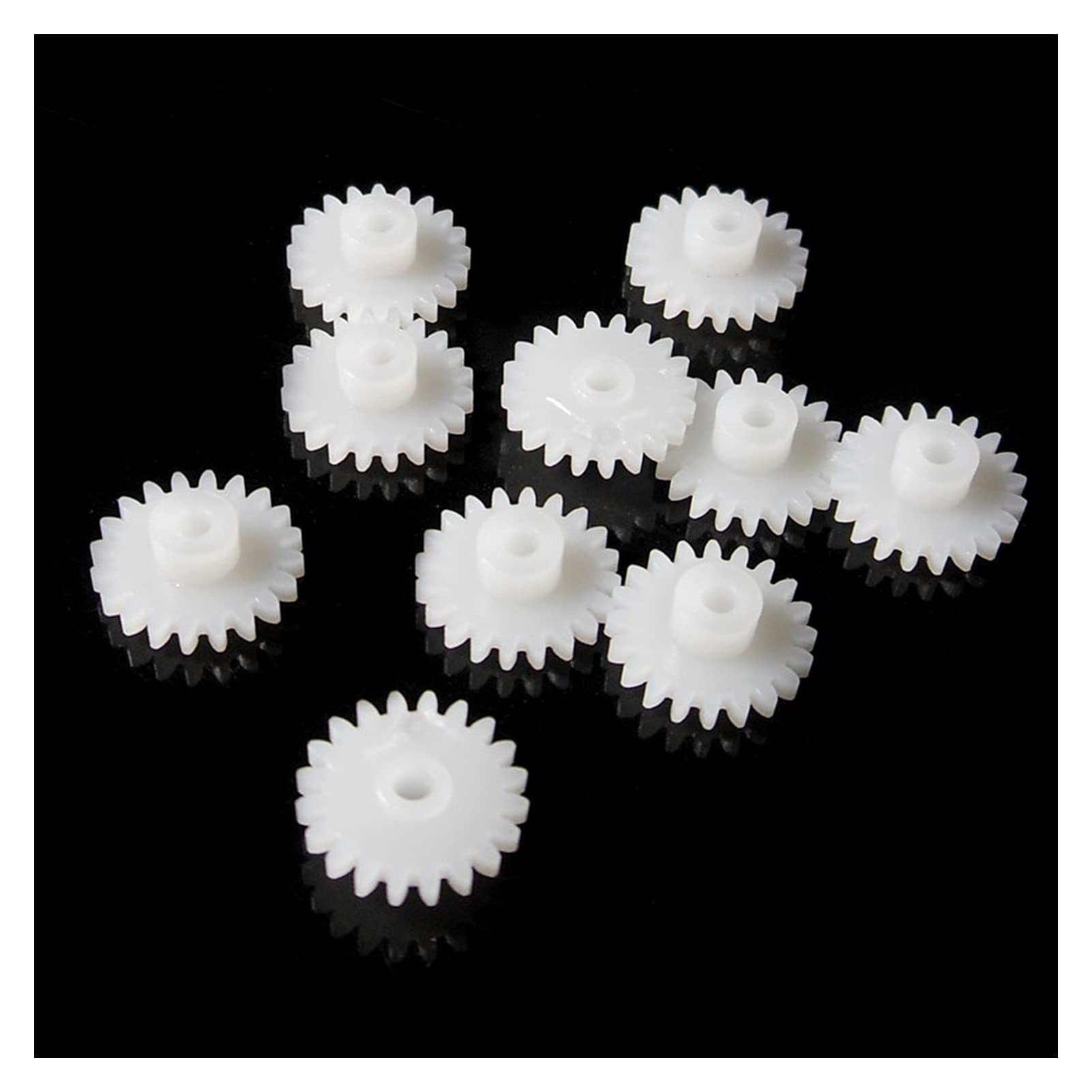 202A Modulus 0.5M 20 Tooth Plastic Gear Wheel - POM 20T 2mm Shaft Hole Gears - 100pcs/lot - Perfect for RC Cars, Robotics, DIY Projects & Mechanical Repair (Hole Diameter: 2mm, 20 Teeth)