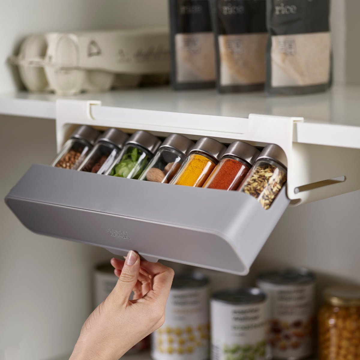 Under Cabinet Spice Rack Organizer - Space Saving Kitchen Storage Solution for Spices, Jars & Condiments - Perfect for Small Kitchens, RVs & Apartments