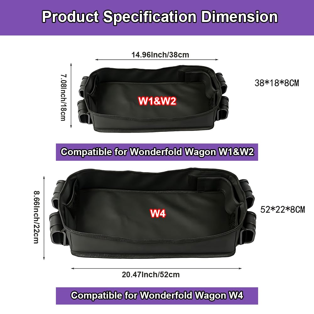 KDOWES Stroller Tray for Wonderfold Wagon W4 - Kids Snack & Activity Tray with 2 Cup Holders & 2 Mesh Pockets | Easy to Clean | Perfect for Snacking, Drawing & Playtime on the Go