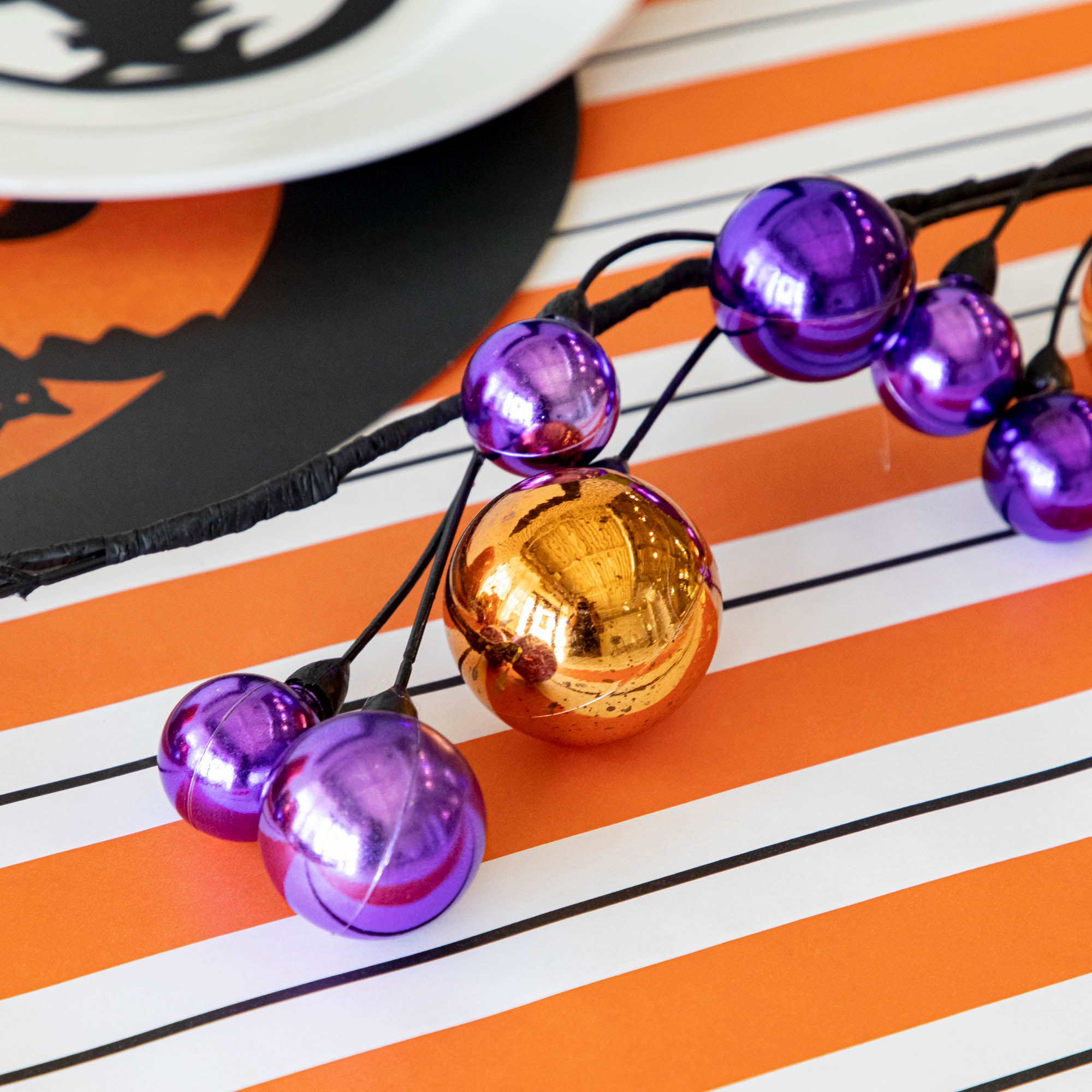 58ft Halloween Ball Garland Decorations - Orange & Black Party Supplies for Spooky Home, Porch, and Outdoor Halloween Decor