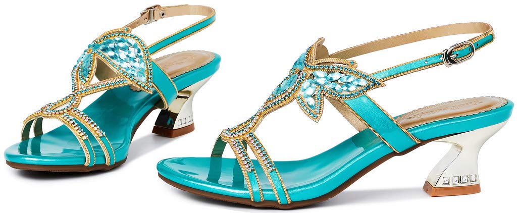 YooPrettyz Women's Embellished Stud Butterfly Evening Heels - Elegant Dress Party & Bridal Sandals for Weddings, Prom, and Special Occasions