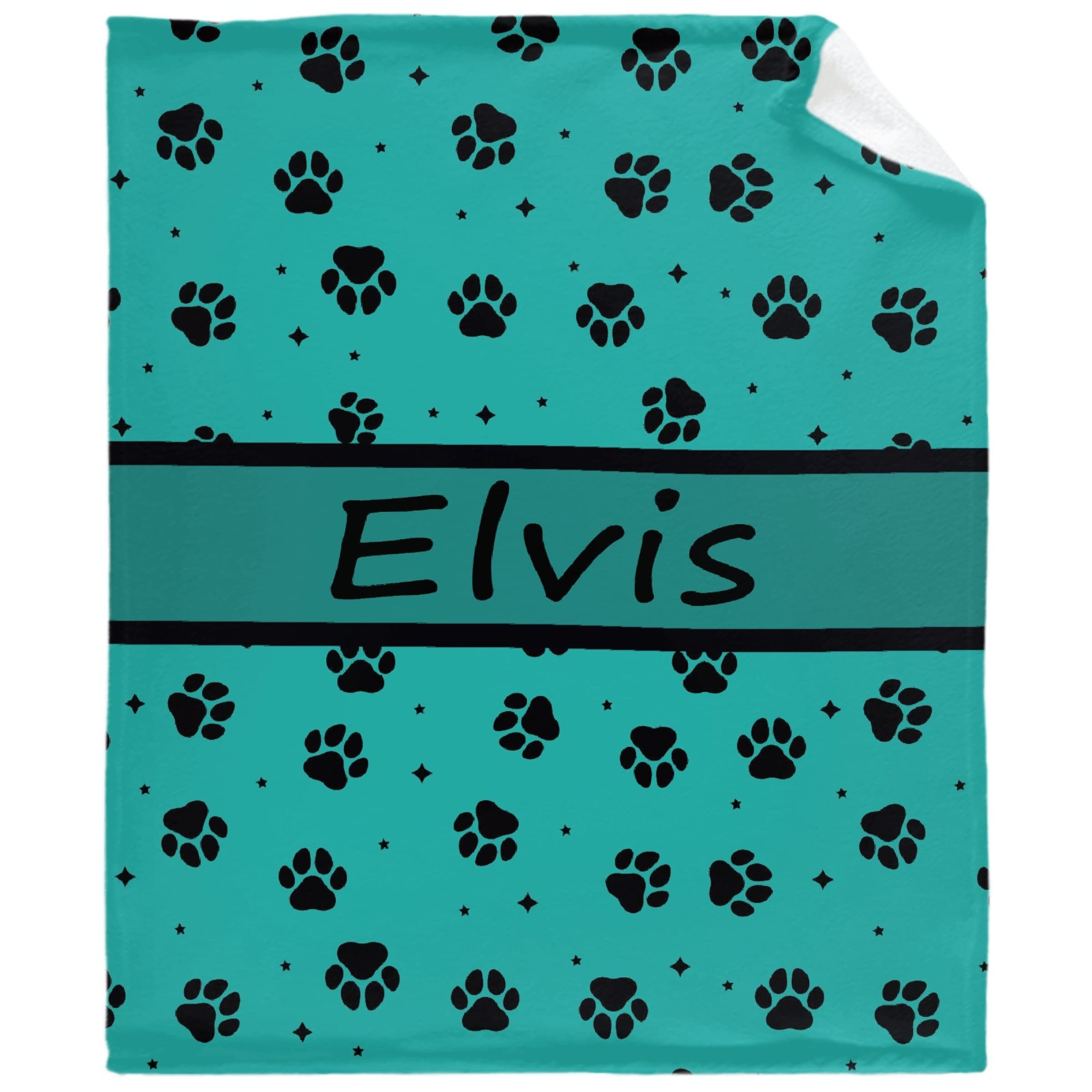 Personalized Photo Throw Blanket with Custom Dog Paws & Name - 60