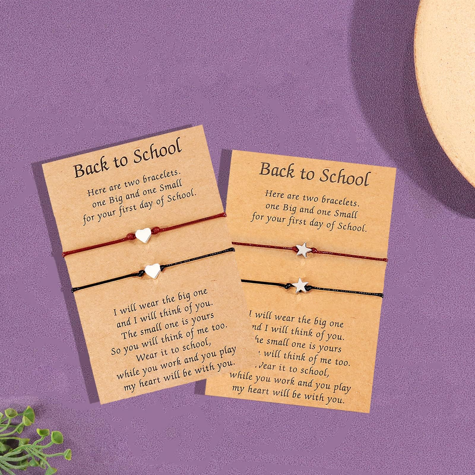 HUASAI First Day of School Bracelet Set - Back to School Gifts for Kids, Teacher & Mom - Matching Wish Bracelets for Mother Daughter - Perfect for School Celebration, Graduation & Teacher Appreciation
