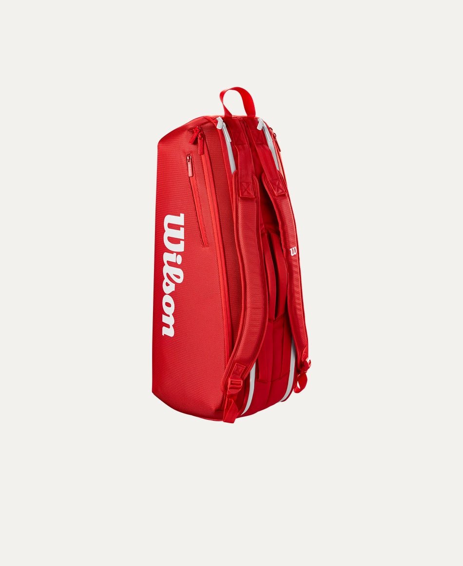Wilson Super Tour 6-Pack Tennis Bag (2025) - Durable Red Tennis Backpack for Men & Women - Perfect for Tennis Tournaments, Practice & Gym Storage
