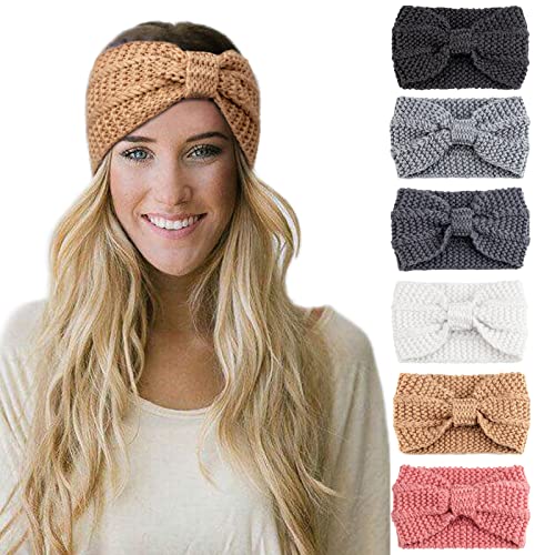 Crochet Ear Warmer Headband Set - 6 Pack Soft Knit Winter Headbands for Women & Girls - Perfect for Skiing, Running, Yoga and Cold Weather Protection