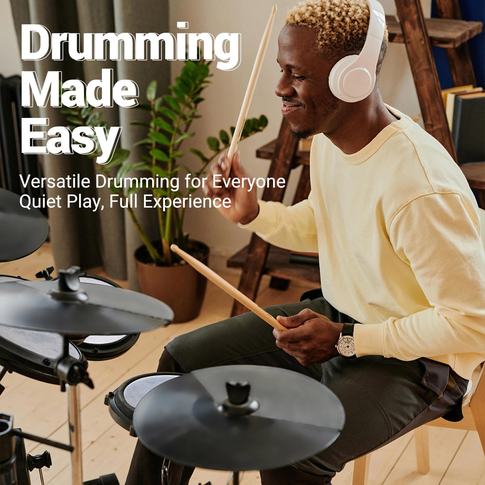MOSEN MED-X3 Electric Drum Set - 4 Quiet Mesh Drum Pads, Cymbals, Drum Sticks, Headphones, USB MIDI, Kick Pedal - 195+ Sounds & 25 Drum Kits for Beginners - Perfect for Home Practice, Studio Recording & Silent Drumming Sessions