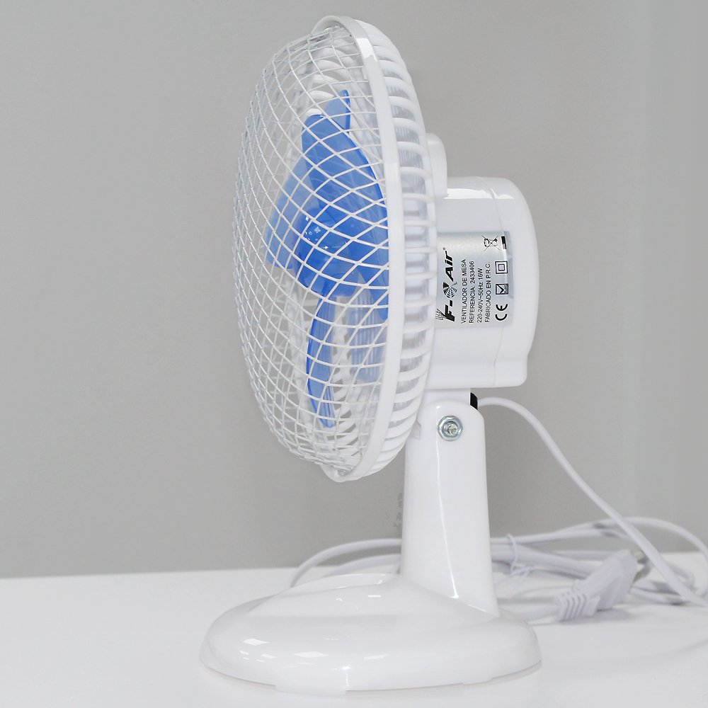 F-Air 2433406 Clip-On Table Fan - Portable White Desk Fan with Secure Mounting Clip for Office, Bedroom, Dorm & Home Use