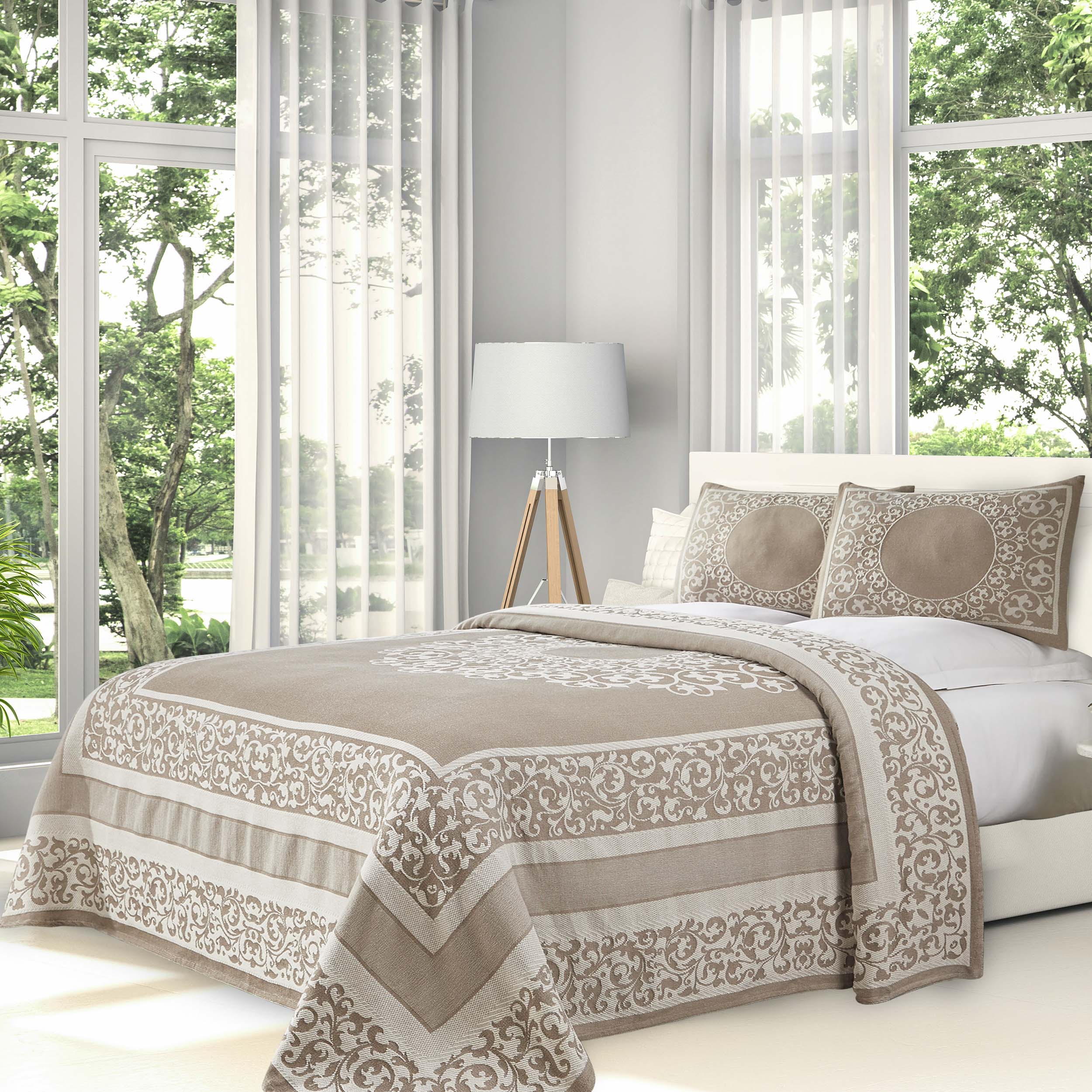 Boho Mandala Cotton Blend Woven Jacquard Bedspread Set - Queen Size, Soft & Breathable, Ethnic Home Decor for Bedroom, Living Room, Dorm or Yoga Studio