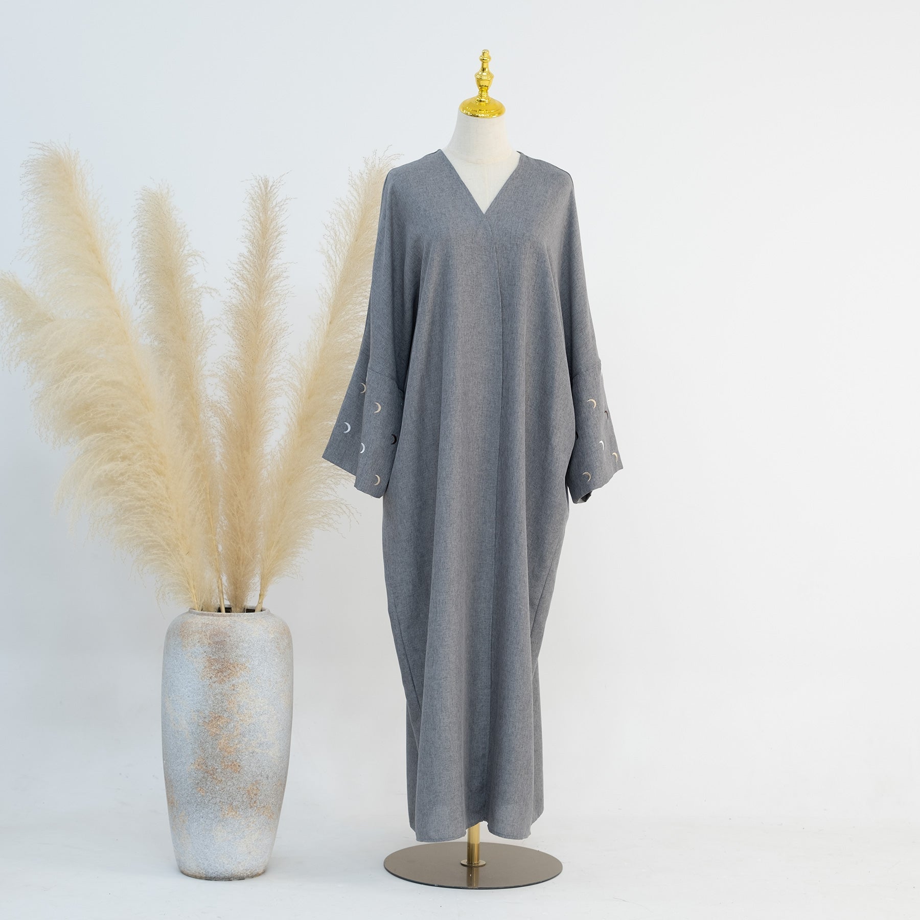 Lightweight Iris Open Abaya Duster - Elegant Gray Islamic Dress for Women | Perfect for Prayer, Modest Fashion & Everyday Wear