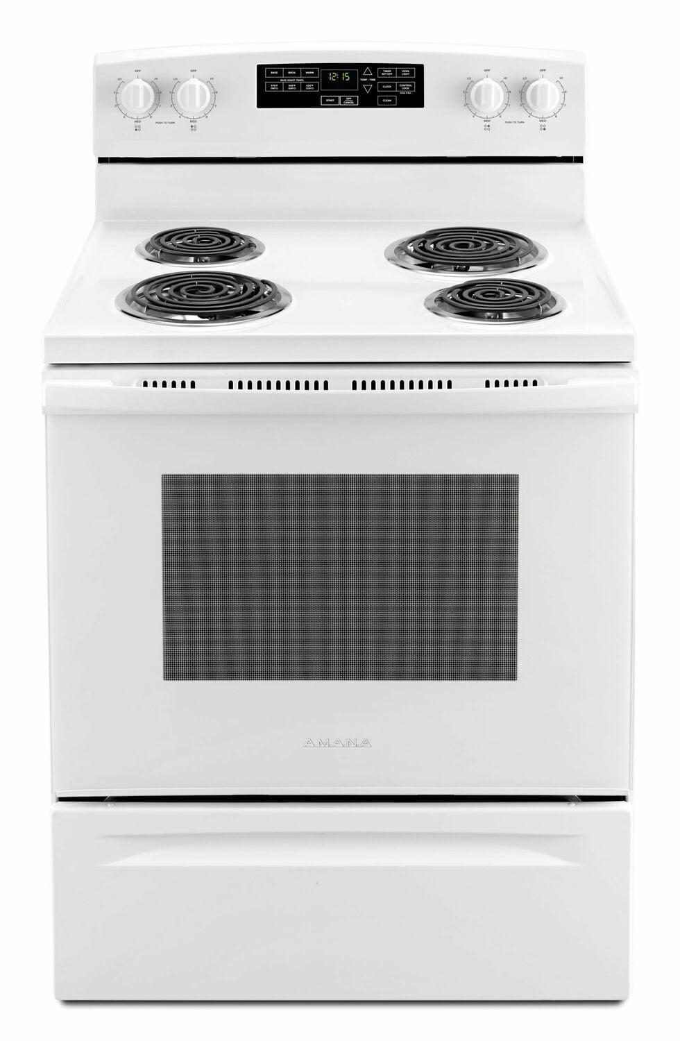Amana ACR4503SFW 30 Inch White Electric Range with Self-Cleaning Option - Perfect for Modern Kitchens & Home Cooking