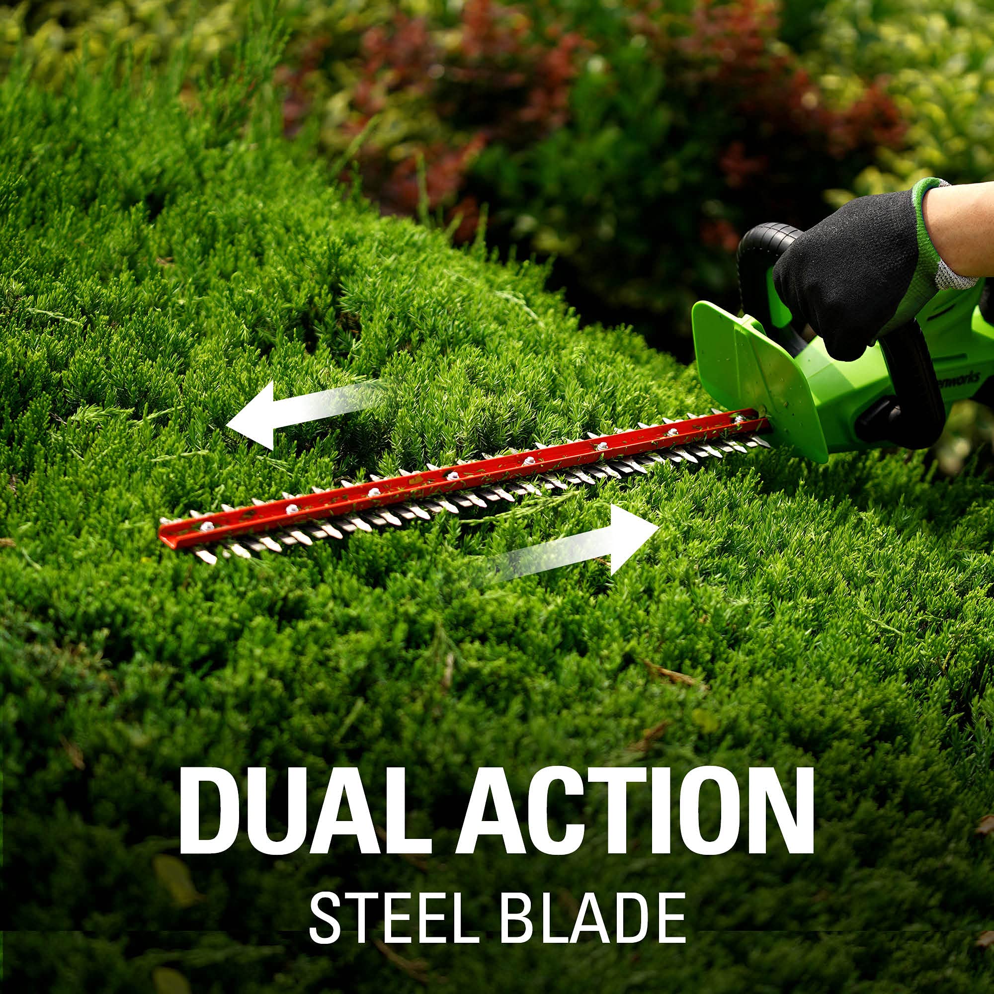Greenworks 24V Cordless Hedge Trimmer with Rotating Handle, 22-Inch Cutting Blade, 1.5Ah USB Battery & Charger Included - Perfect for Landscaping, Garden Maintenance, and DIY Yard Trimming