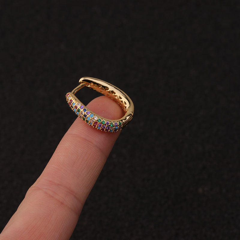 18K Gold Plated Colorful Palm Tree CZ Cartilage Hoop Earrings for Women - Trendy Summer Beach Jewelry Gift for Parties & Vacations