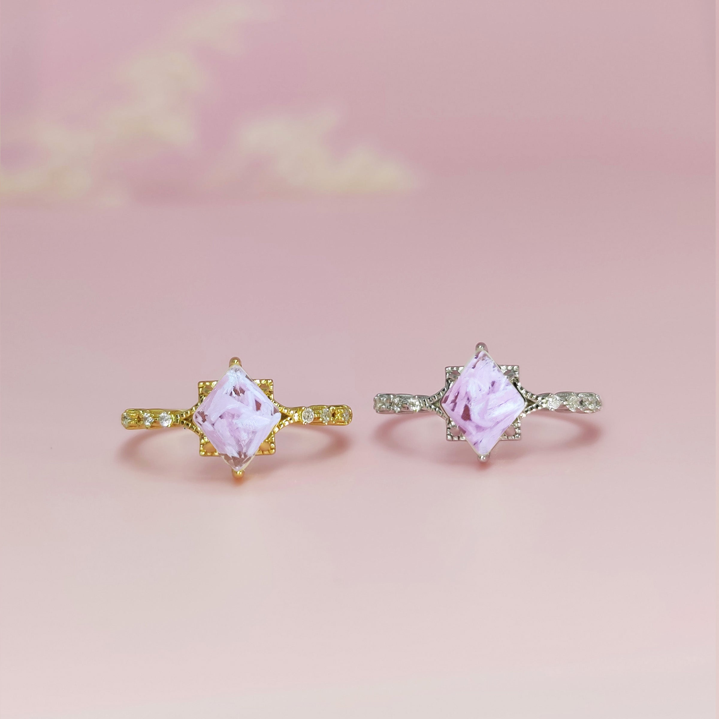 Sterling Silver Diamond Shaped Ashes Ring DIY Kit - Memorial Jewelry for Loved Ones - Perfect for Cremation Keepsake, Remembrance Gifts & Personalized Memorial Jewelry