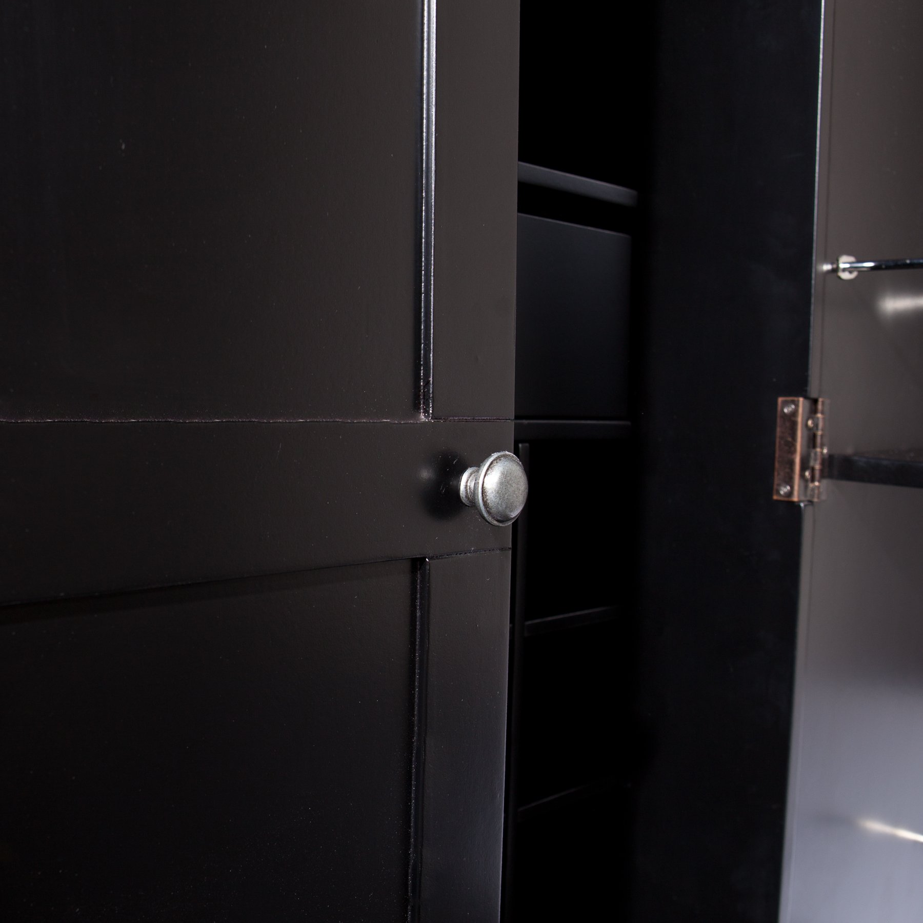 SEI Furniture Cape Town Contemporary Bar Cabinet - Wine & Liquor Storage with Faux Marble Countertop, Black Finish - Perfect for Home Bars, Dining Rooms & Entertaining Spaces