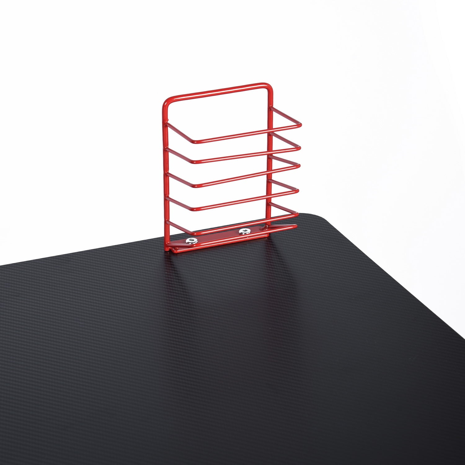 Modern Black & Red Computer Desk - Scratch Resistant, Waterproof Surface with Multiple Features - Model Ally - Perfect for Home Office, Gaming Setup & Small Workspaces