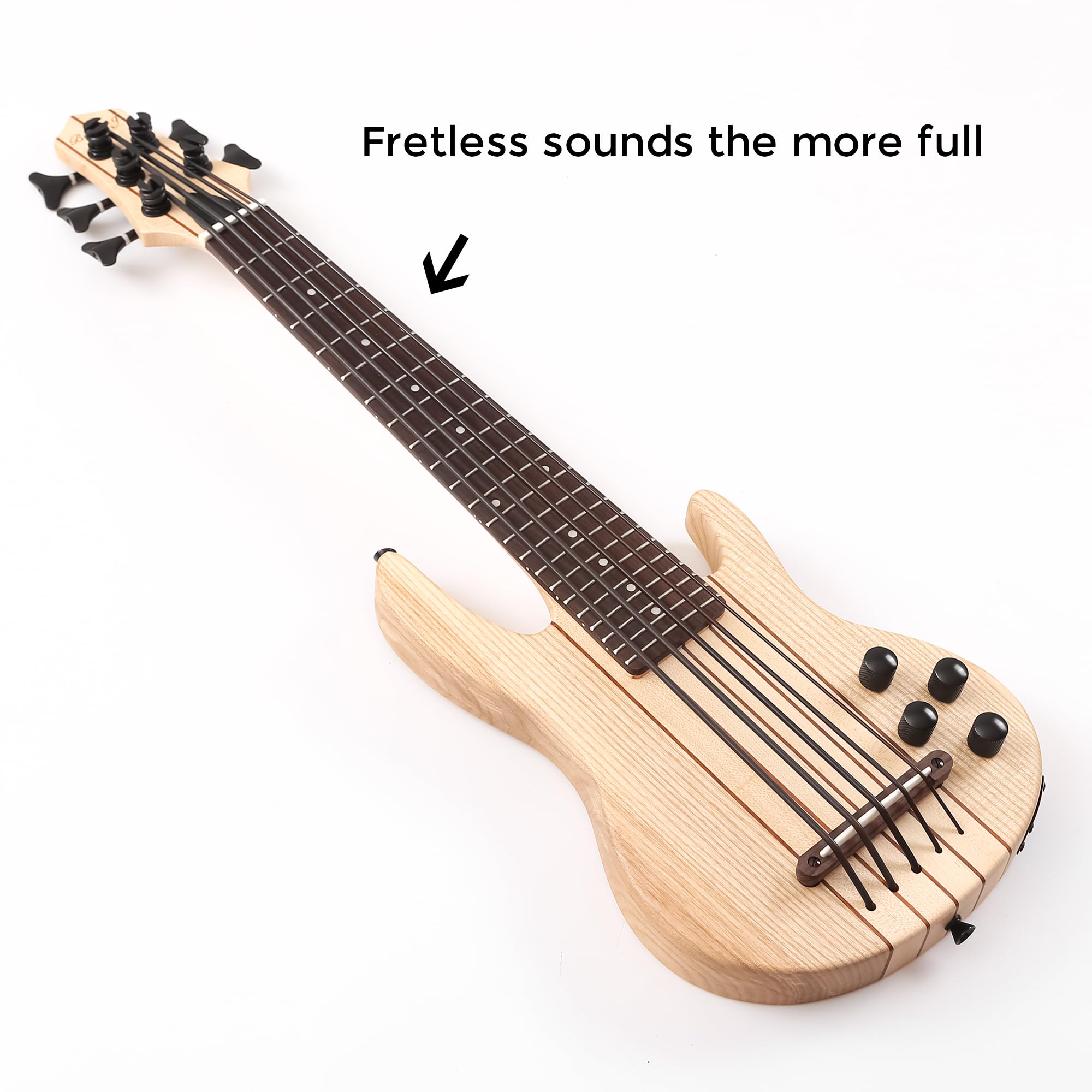 5-String Electric Ukulele Bass with Gig Bag - Through Neck Fretted UBass in Natural Finish | Perfect for Live Performances, Studio Recording & Traveling Musicians