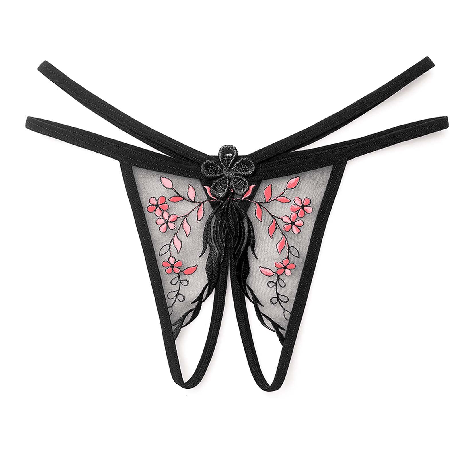 Sexy Plus Size Lingerie for Women - Hollow Out Thong Panties with Lace Trim | Comfortable Ladies Underwear for Date Night, Boudoir Photography & Romantic Occasions
