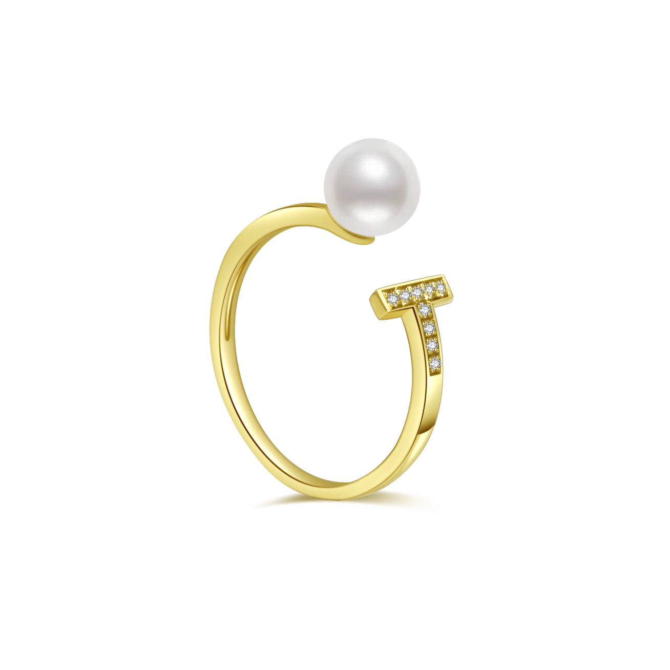 18K Gold Diamond Akoya Pearl Ring for Women - Elegant Bridal Jewelry & Anniversary Gift - KR00086