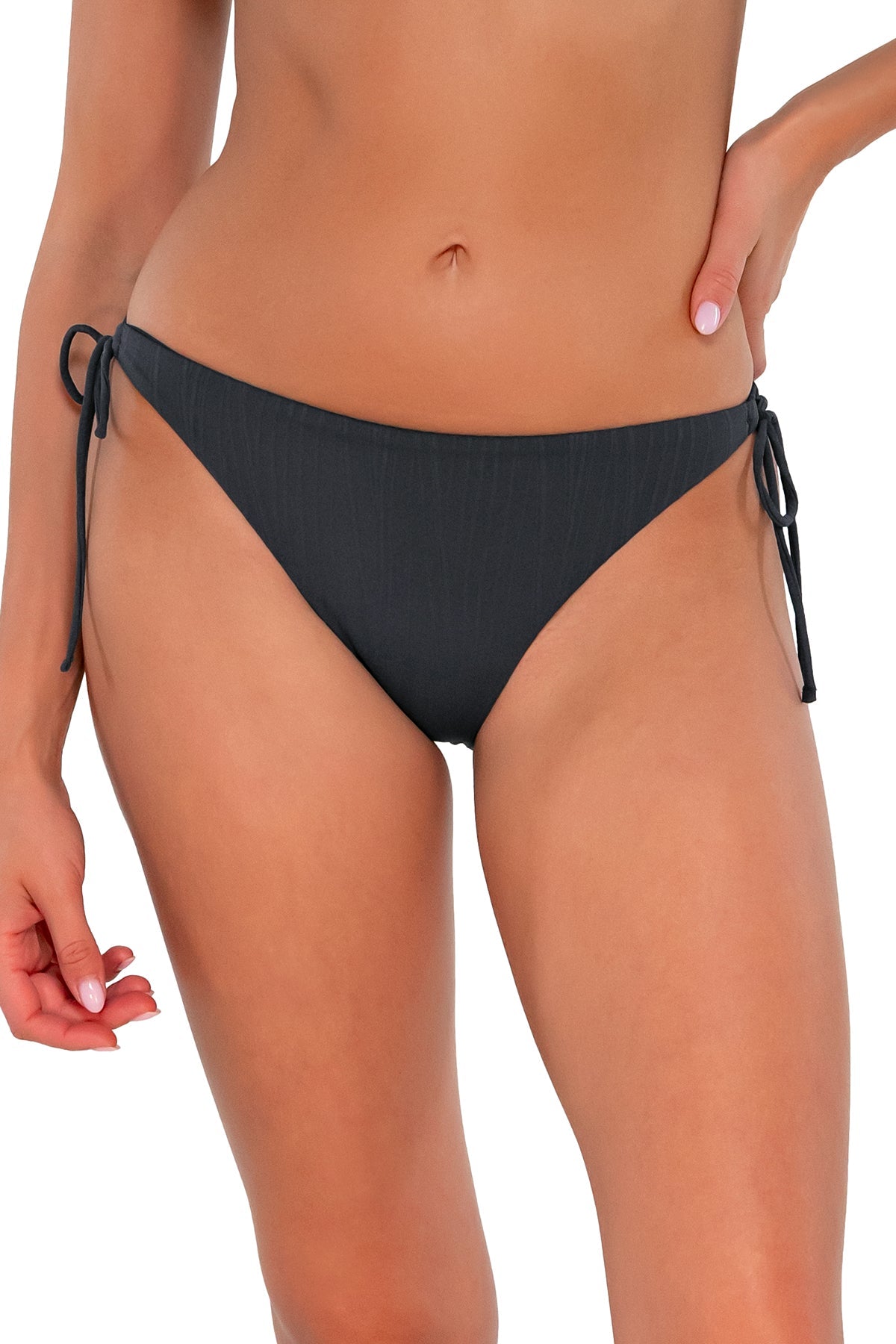 **Women's Everlee Tie Side Bikini Bottom - Slate Seagrass Texture Swimwear for Beach & Pool | Comfortable & Stylish Swim Bottom**    *(Use for beach vacations, pool parties, summer getaways, and tropical holidays!)*