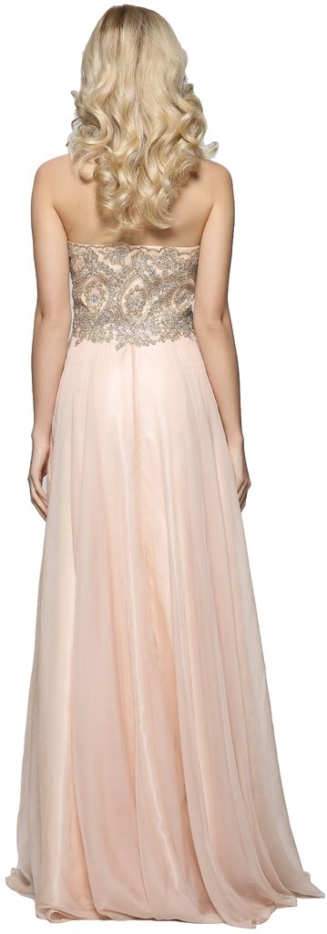 Elegant Gold Embroidered Beaded Strapless Prom Dress for Women | Formal Evening Gown for Homecoming, Ball & Special Occasions