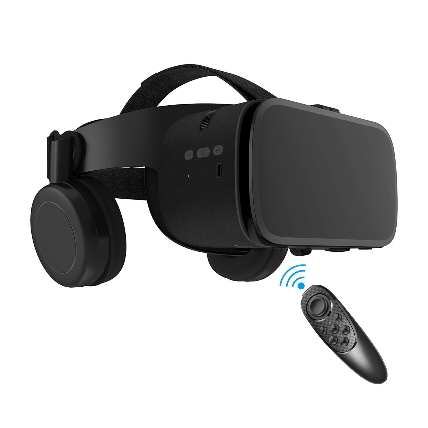 Best VR Headset for iPhone & Android - 3D Virtual Reality Glasses with Bluetooth Headset & Remote Controller | Immersive Gaming & Movie Experience (Black)