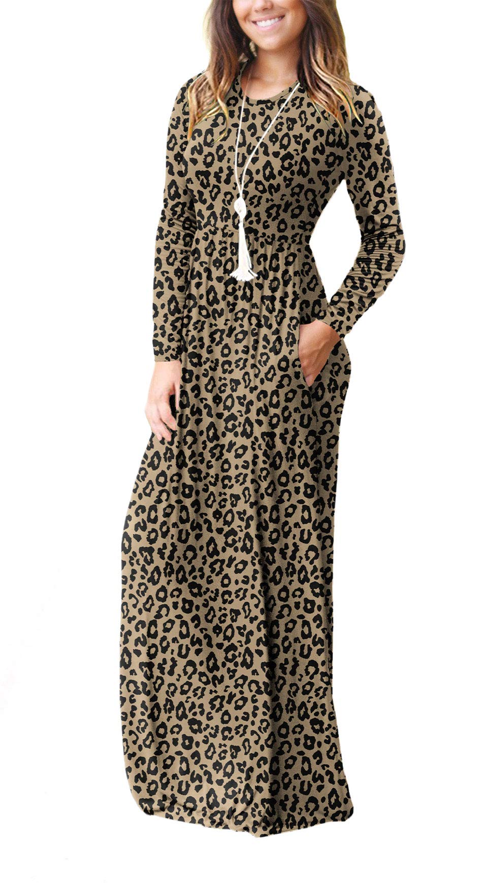 EUOVMY Women's Long Sleeve Maxi Dress - Loose Fit Casual Dress with Pockets | Perfect for Beach, Travel & Everyday Wear