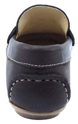 Andanines Boys' Chain Loafers - Classic Moro Brown Leather Slip-On Shoes for School, Church & Special Occasions