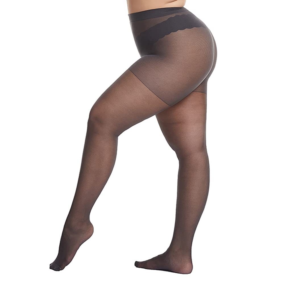 GPPZM Ultra-Thin Plus Size Pantyhose for Women Up to 120kg - Super Elastic Queen Size Nylon Tights (Gray, One Size) - Perfect for Office Wear, Evening Outfits & Special Occasions