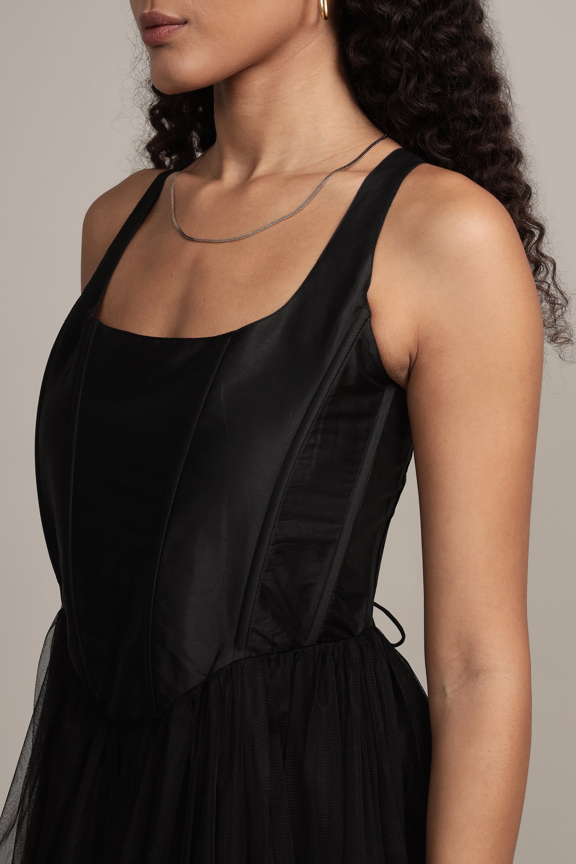 Gaela Mesh Midi Dress - Black Elegant Flowy Summer Dress for Women | Perfect for Beach Vacations, Date Nights & Cocktail Parties