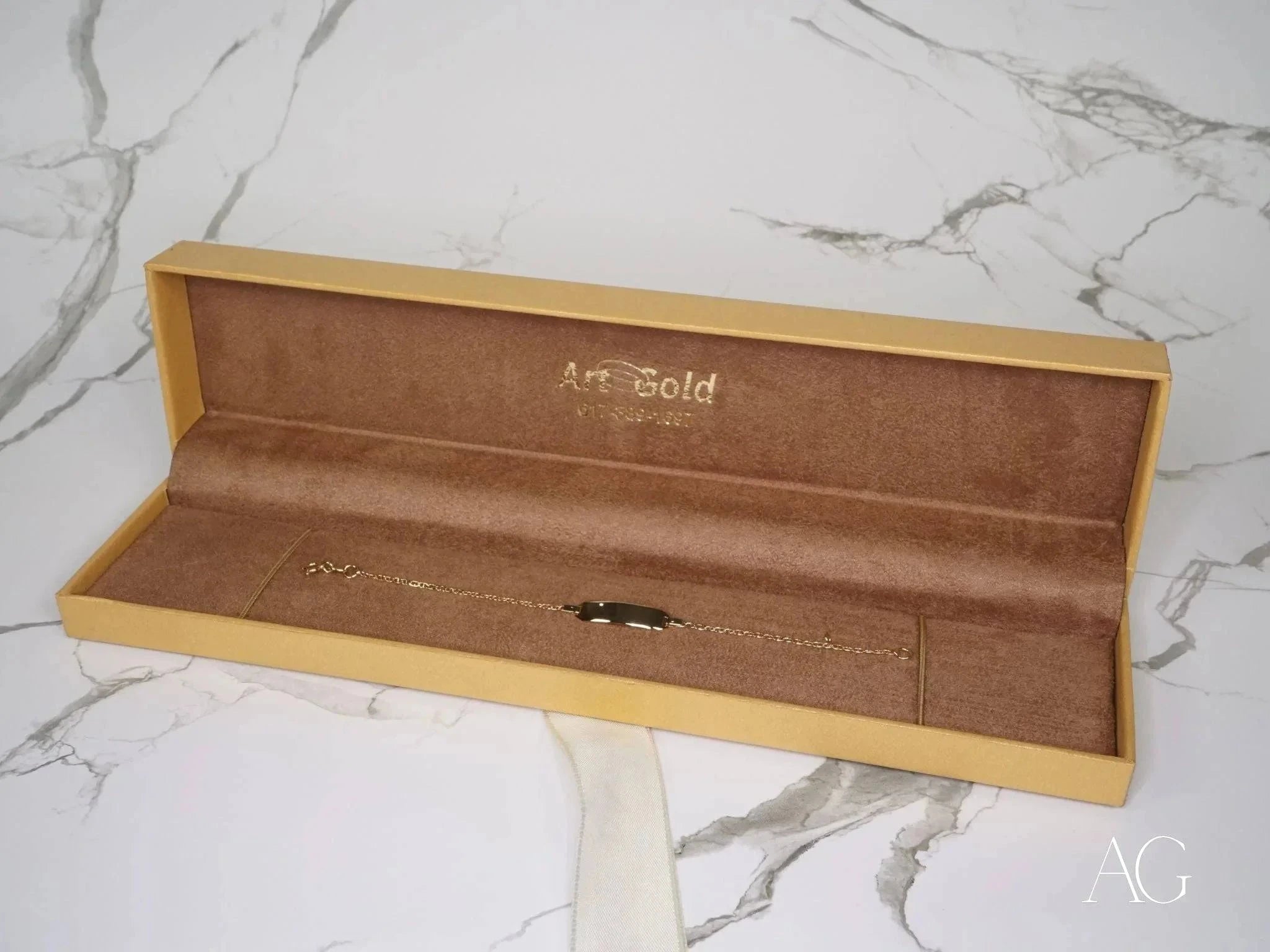 Personalized 18k Gold Kids Bracelet with Navy Link Chain - Perfect Gift for Birthdays, Christenings & Special Occasions