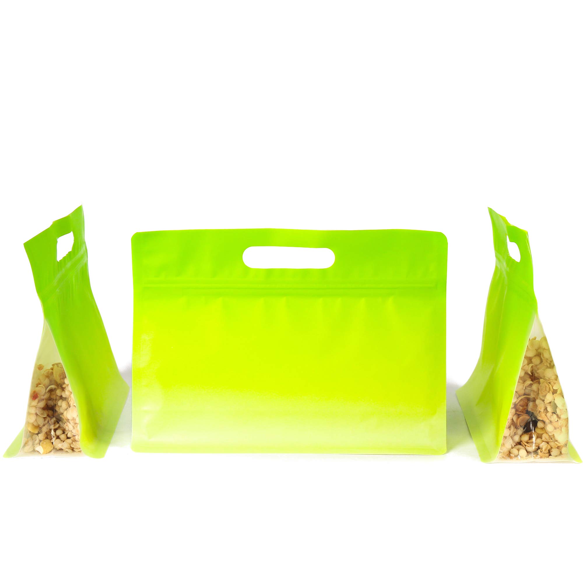 Food Safe Stand Up Zipper Bags with Die Cut Handles - 10.25