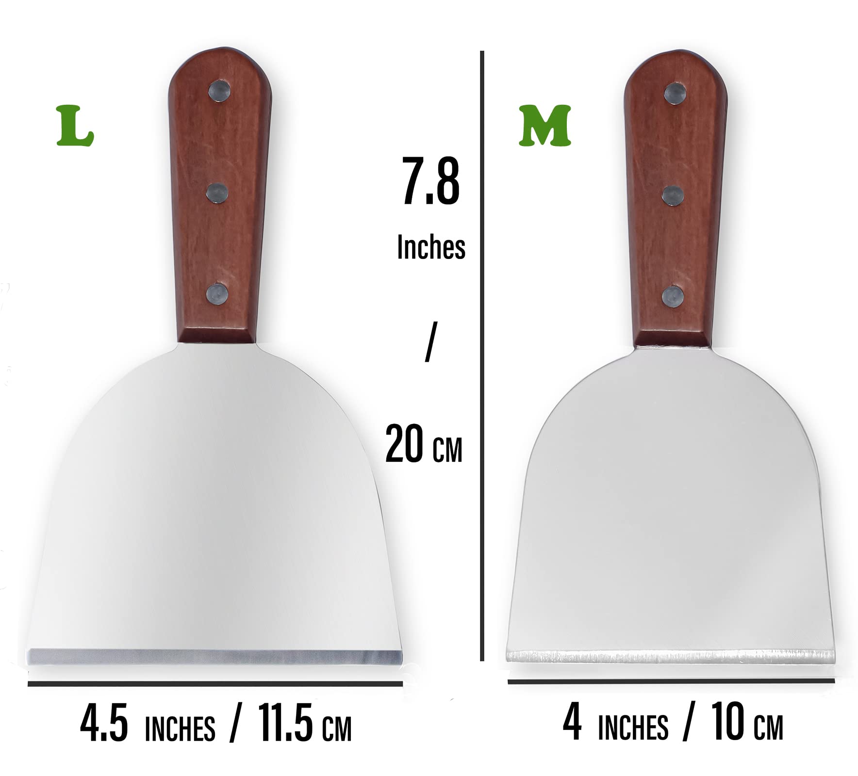 Premium Stainless Steel Slant Grill Griddle Spatula Scraper - Diner Style Flat Straight Blade for BBQ, Pancakes & Burgers - Professional Restaurant & Home Kitchen Cooking Tool