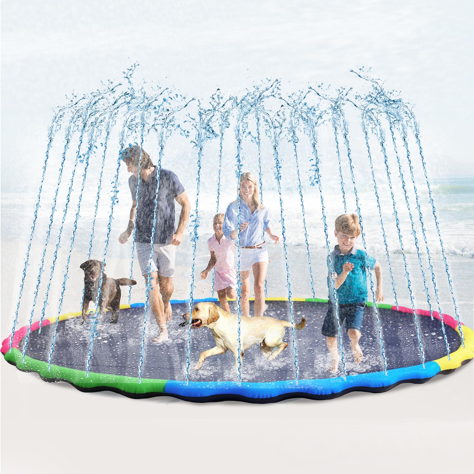 **Lewtemi 10 ft Extra Large Non-Slip Splash Pad - 120