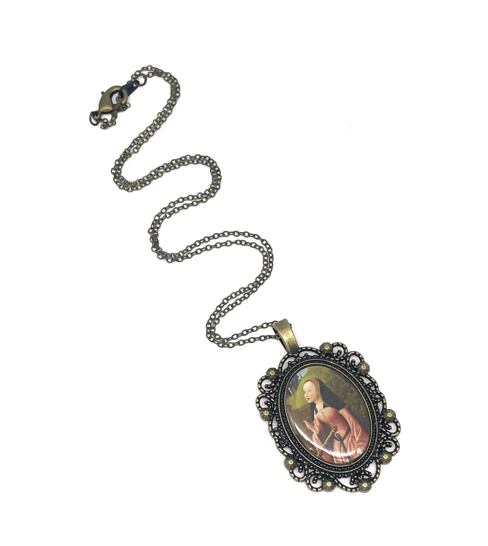 Saint Dymphna Bronze Necklace - Religious Jewelry for Women, Catholic Gifts for Protection & Healing - Perfect for Prayer, Church Wear & Spiritual Comfort