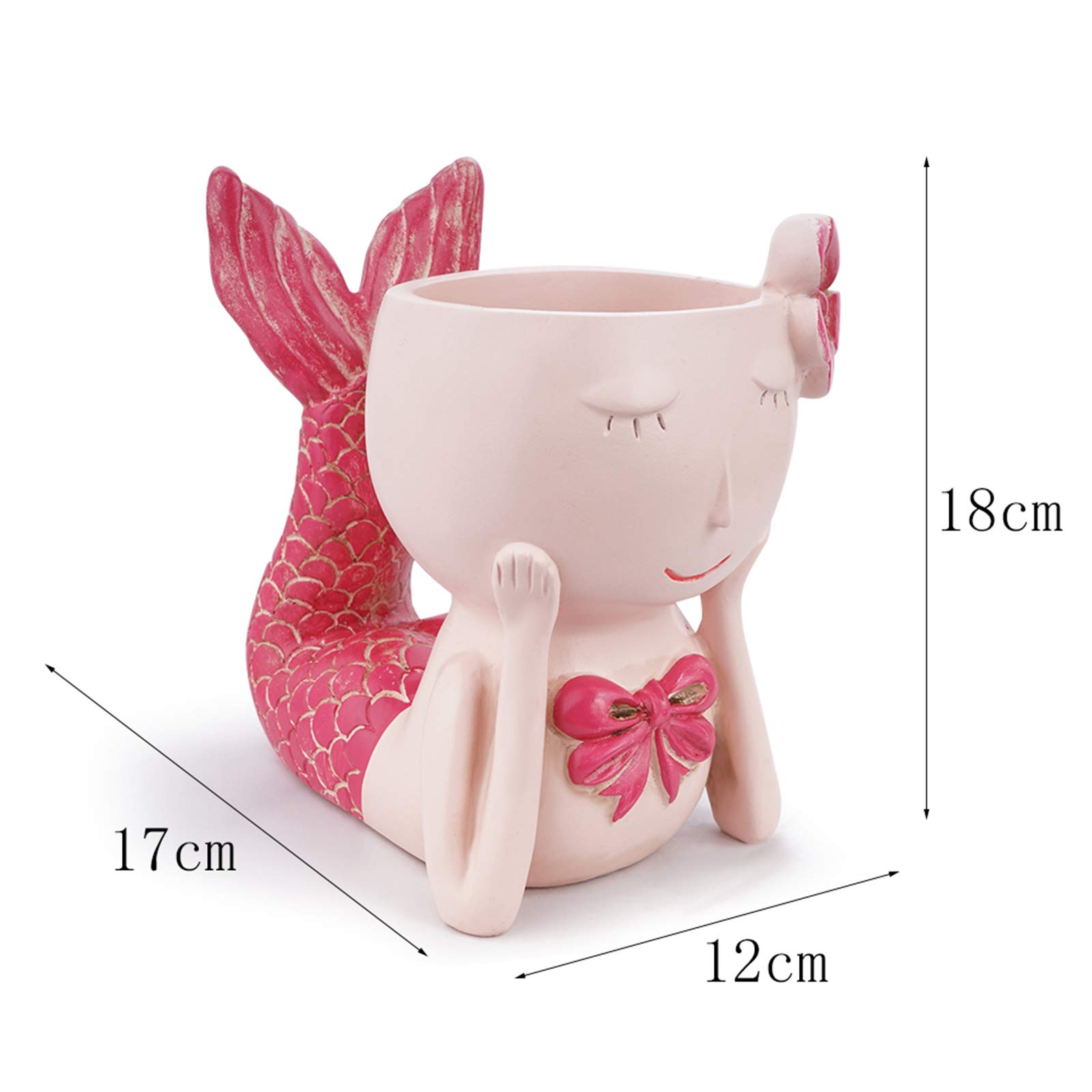 Homozy Beauty Fish-Shaped Mermaid Flower Pot - Mini Desk Decor for Kids, Small Succulent Plant Pot with Drainage Hole, Indoor & Outdoor Home Decor (Red) - Perfect for Office Desk, Living Room, Garden & Gift Giving