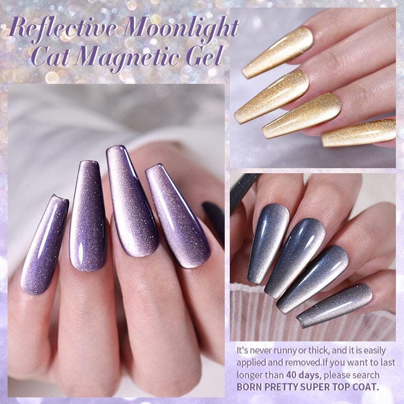 Reflective Moonlight Cat Magnetic Gel - 10ml Nail Polish for Night Glow & UV Protection - Perfect for Parties, Halloween & Nail Art Designs