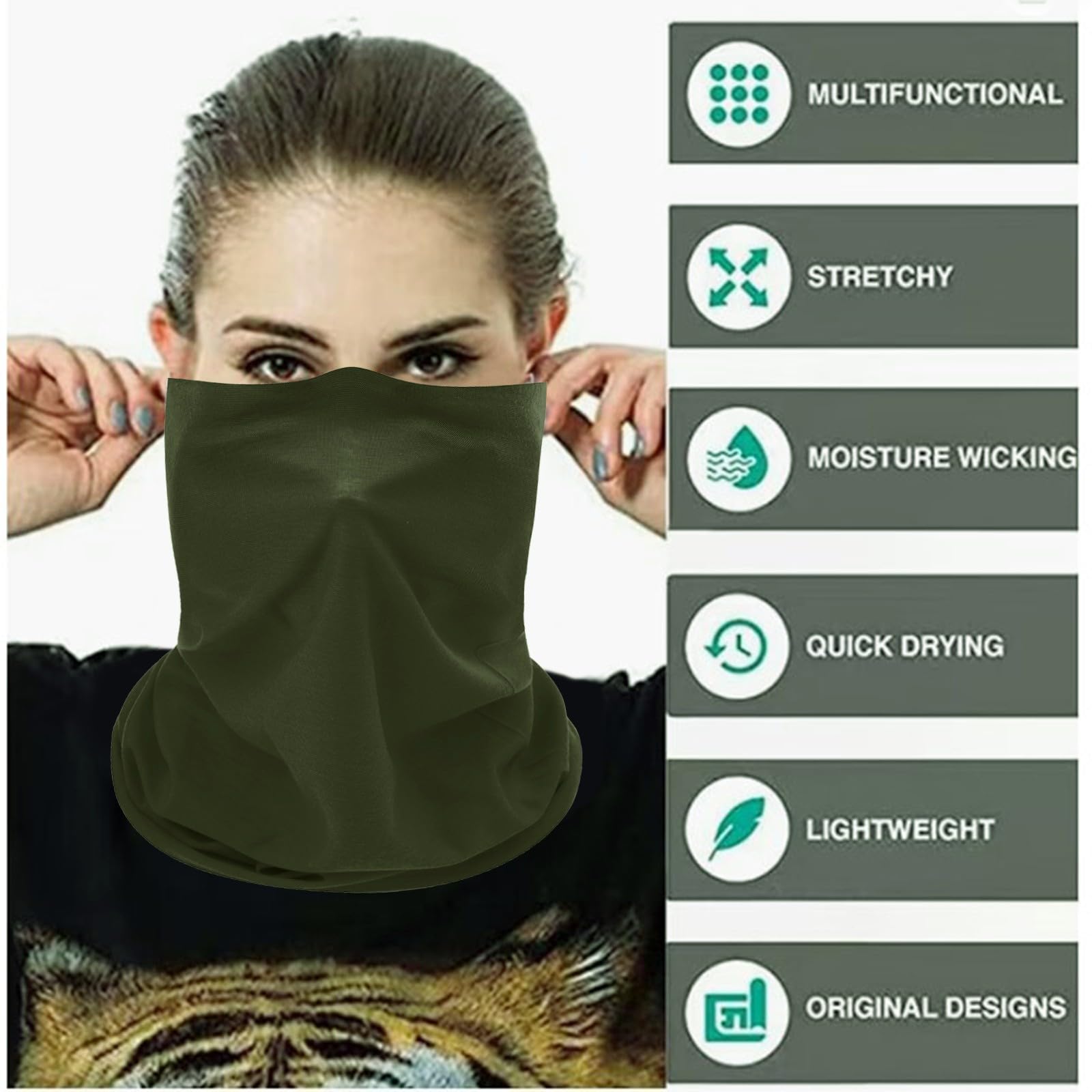 Gator Face Mask Neck Gaiter - Outdoor Multi-Use Headwear for Sports & Hiking