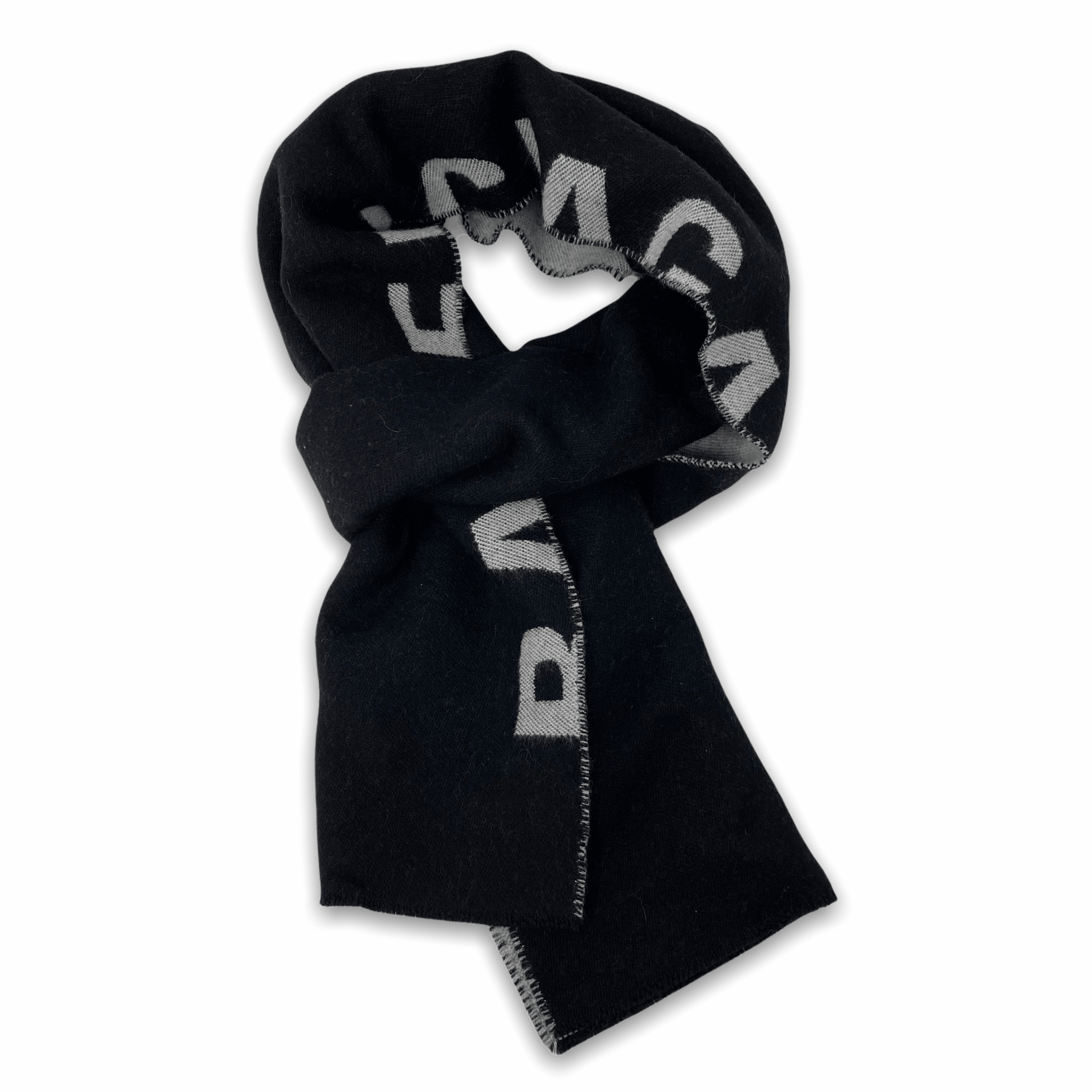 Balenciaga Black Wool Scarf with Logo - Luxury Winter Fashion Accessory for Men & Women - Perfect for Cold Weather & Stylish Outfits
