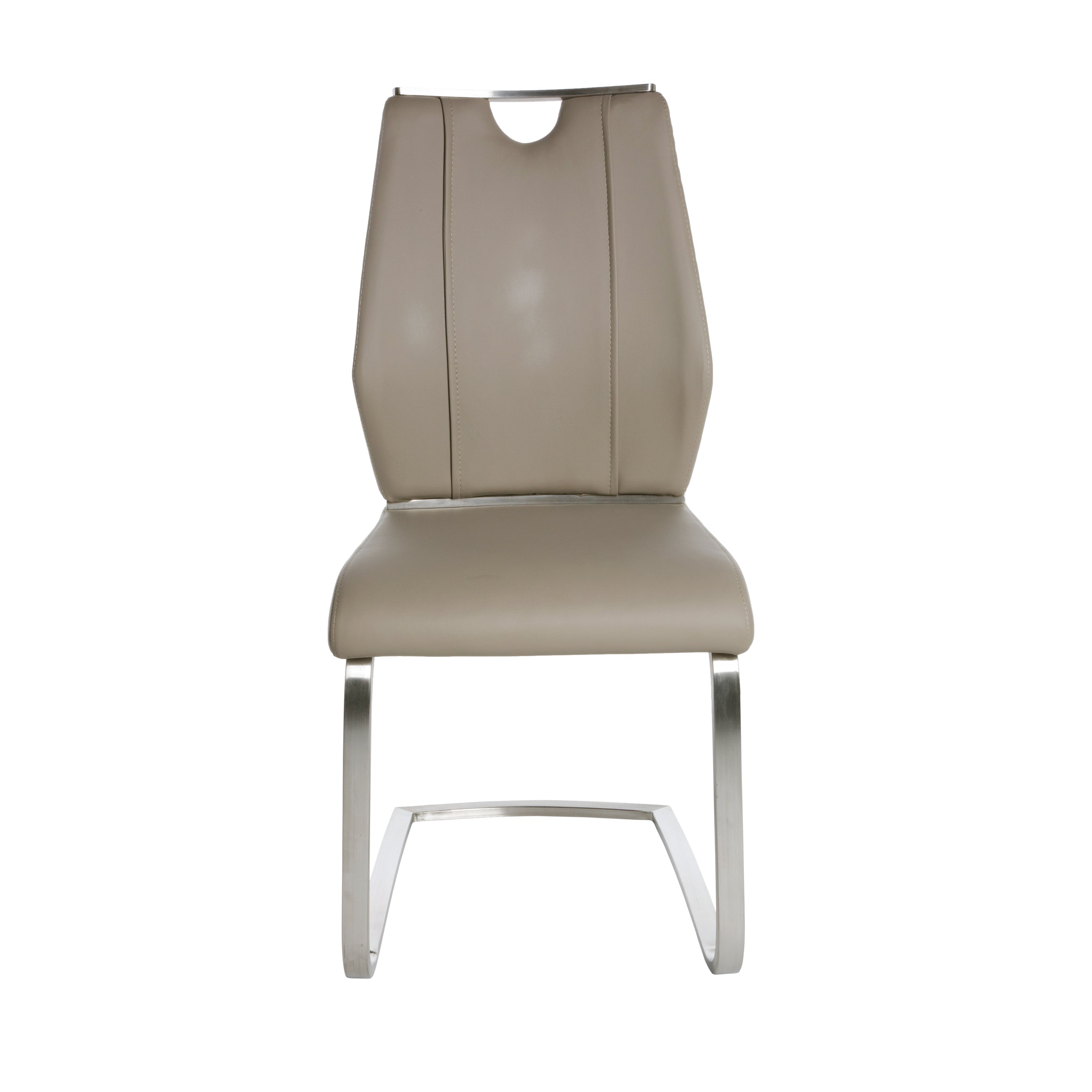Lexington Side Leather Chair in Brushed Stainless Steel - Set of 2 Modern Dining Chairs for Home & Office | Perfect for Dining Rooms, Conference Tables & Lounge Areas